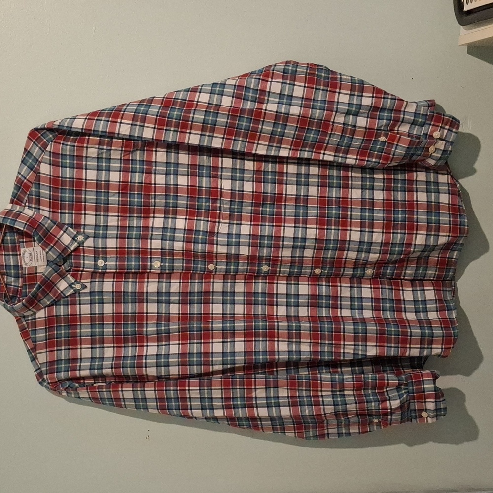 Brooks Brothers Mens Plaid Long Sleeve Button Down L